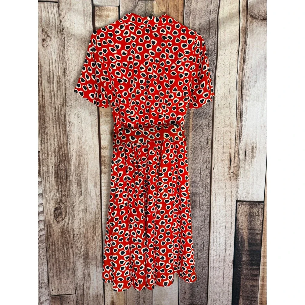 J.Crew Rudbeckia Dress‎ Heart Print Belted Shirt Valentine Whimsical Fun Size 2